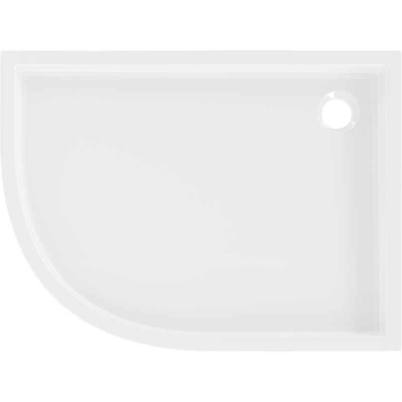 Mexen Flow+ polkruhová asymetrická pravá sprchovou vaničku 100 x 80 cm, biely lesk - 46Q108010RH
