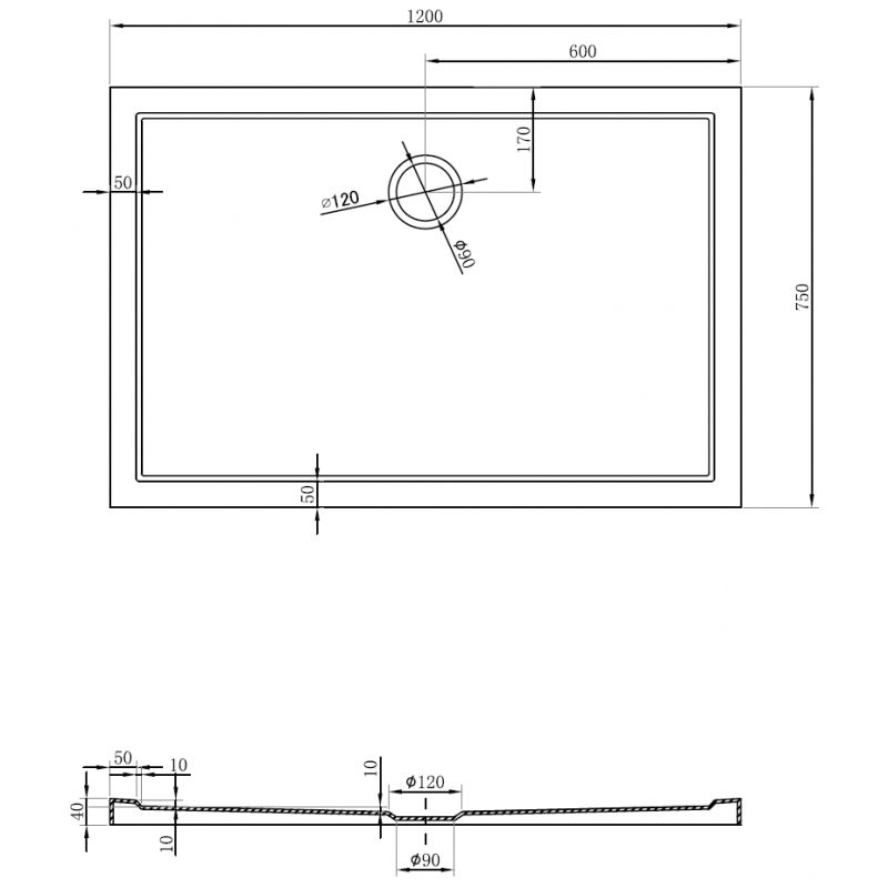 Mexen Flow obdĺžniková sprchová vanička slim 120 x 75 cm, biely lesk - 46R107512