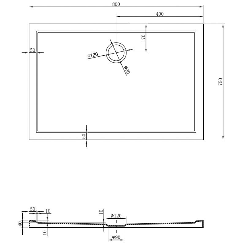 Mexen Flow obdĺžniková sprchová vanička slim 80 x 75 cm, biely lesk - 46R107580