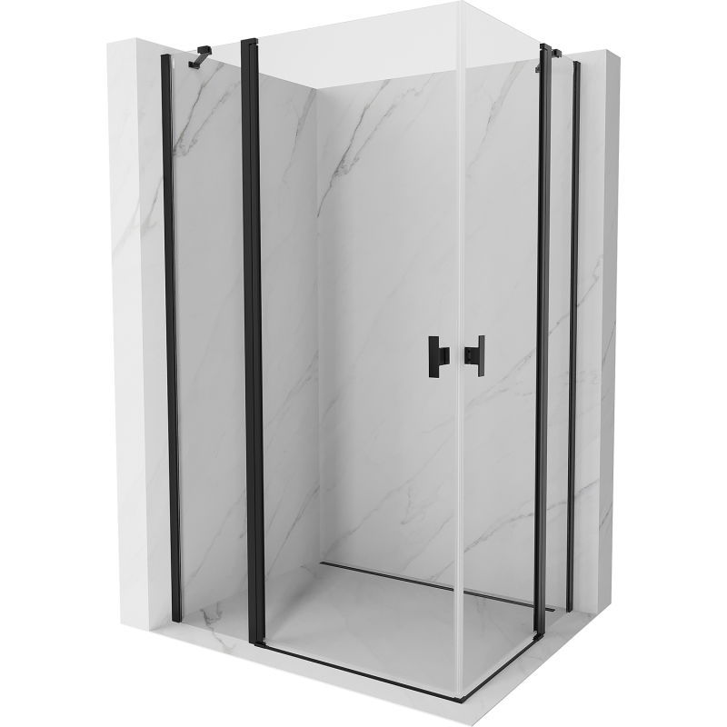 Mexen Mist Duo sprchovací kút otvárací 90 x 85 cm, priehľadný, čierny - 8A4-090-085-70-00