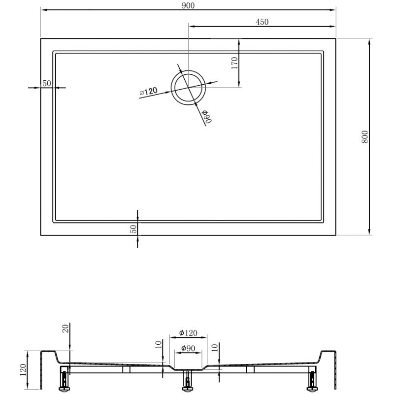 Mexen Flow+ obdĺžniková vanička 90 x 80 cm, čierny mat - 46R708090H