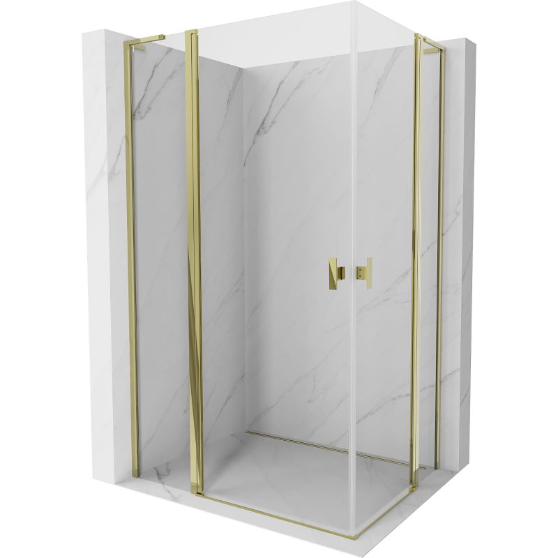 Mexen Mist L Duo sprchovací kút otočný 100 x 90 cm, transparentný, zlatý - 8A4L-100-090-50-00