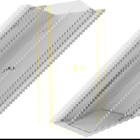 Mexen Mist L Duo sprchová kabína otváracia 100 x 100 cm, transparentná, zlatá - 8A4L-100-100-50-00