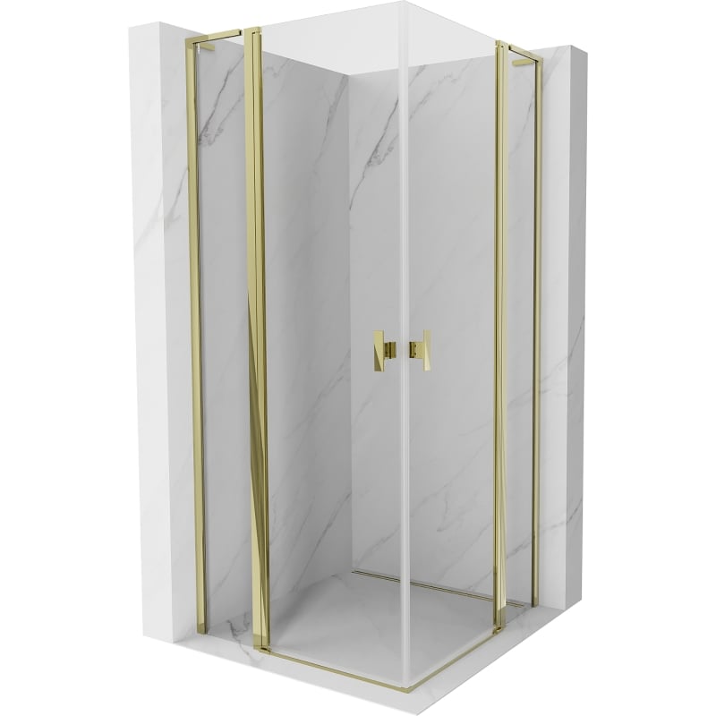 Mexen Mist L Duo sprchovací kút výklopný 105 x 105 cm, transparentný, zlatý - 8A4L-105-105-50-00
