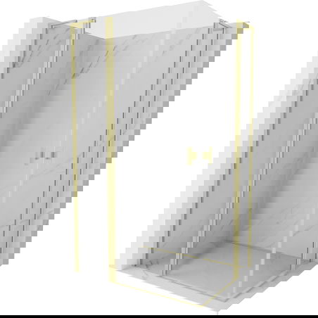 Mexen Mist L Duo sprchovací kút otočný 100 x 90 cm, transparentný, zlatý kartáčovaný - 8A4L-100-090-55-00