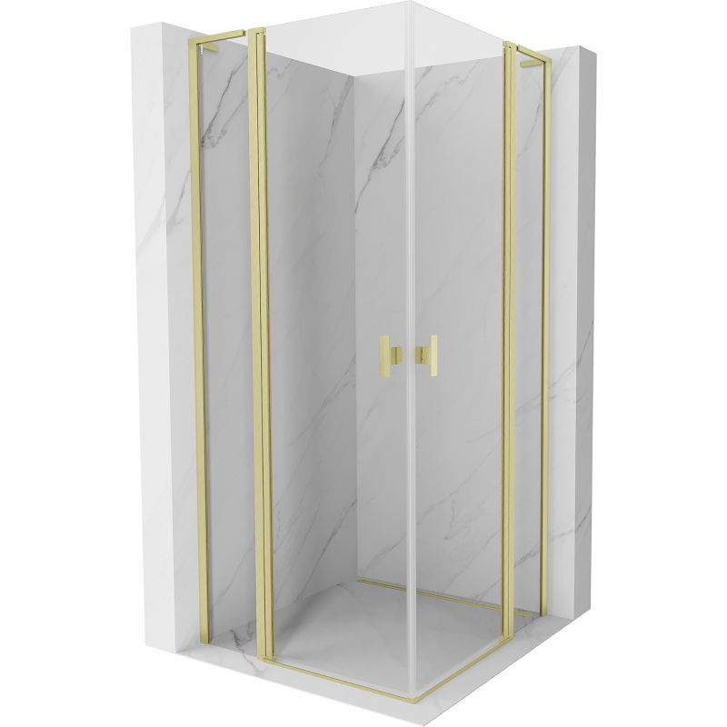Mexen Mist L Duo sprchový kút dvojkrídlový 95 x 95 cm, transparentný, zlatý kartáčovaný - 8A4L-095-095-55-00