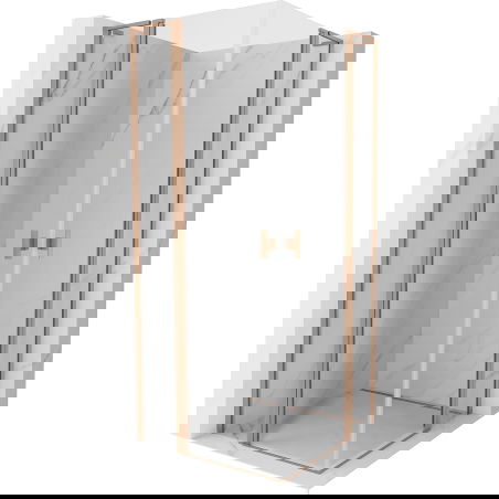 Mexen Mist L Duo sprchový kout 90 x 90 cm, transparentný, brúsená meď - 8A4L-090-090-65-00