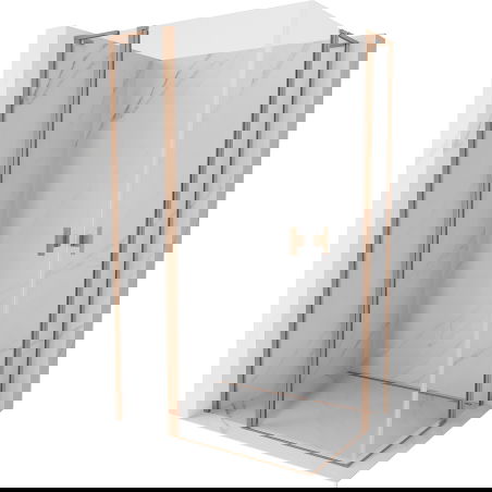 Mexen Mist L Duo sprchový kút s pántami 115 x 90 cm, transparentný, brúsená meď - 8A4L-115-090-65-00