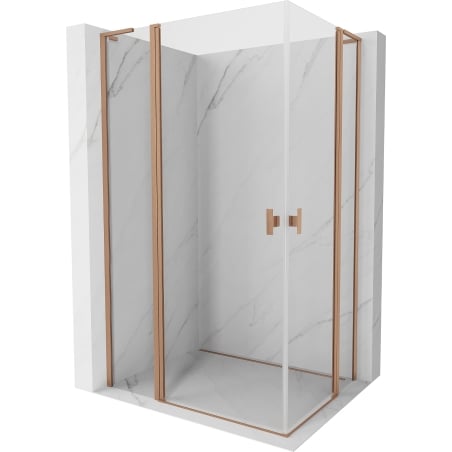 Mexen Mist L Duo sprchová kabína s otváracími dverami 120 x 105 cm, transparentná, brúsená meď - 8A4L-120-105-65-00