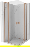 Mexen Mist L Duo sprchový kút sklápací 120 x 120 cm, transparentný, brúsená meď - 8A4L-120-120-65-00