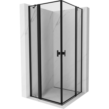 Mexen Mist Duo sprchový kút s otváracími dverami 75 x 75 cm, čierny rám, čierny - 8A4-075L-075P-70-70