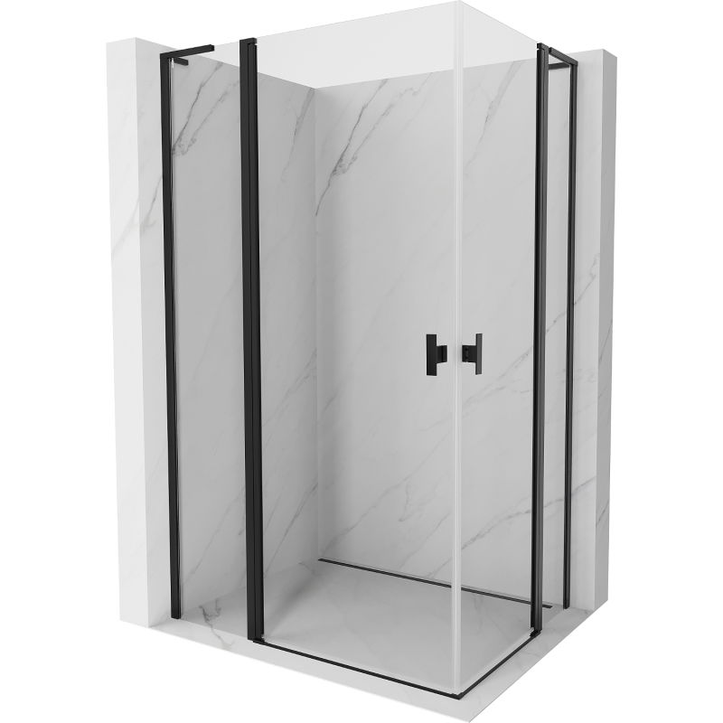 Mexen Mist L Duo sprchovací kút sklopný 115 x 95 cm, transparentný, čierny - 8A4L-115-095-70-00