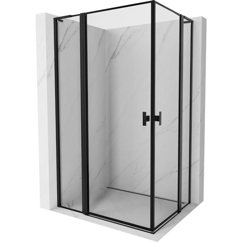Mexen Mist L Duo kyvné sprchovacie dvere 115 x 90 cm, čierný rám, čierna - 8A4L-115L-090P-70-70