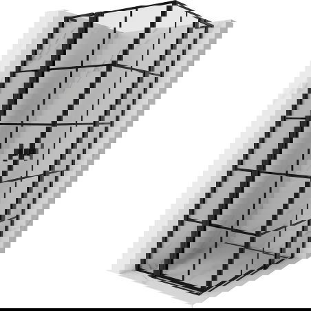 Mexen Mist L Duo sprchová kabína otváracia 120 x 120 cm, čierna mriežka, čierna - 8A4L-120L-120P-70-77