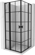 Mexen Mist L Duo sprchová kabína otváracia 120 x 120 cm, čierna mriežka, čierna - 8A4L-120L-120P-70-77