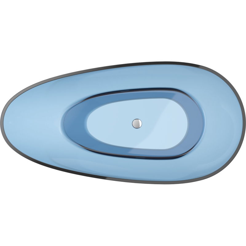 Mexen Glass denim voľne stojaca transparentná vaňa 170 x 85 cm, chrómová zátka - 58061708507