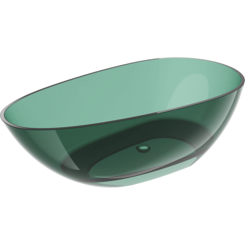 Mexen Glass teal voľne stojaca priehľadná vaňa 170 x 85 cm, chrómová zátka - 58061708511