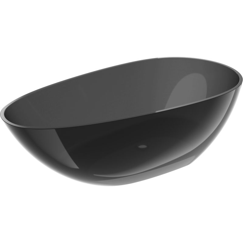 Mexen Glass čierna voľne stojaca vaňa priehľadná 170 x 85 cm, chrómová zátka - 58061708513