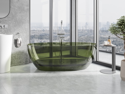 Mexen Pure voľne stojaca priehľadná vaňa 170 x 80 cm, olive, chrómová zátka - 58071708001