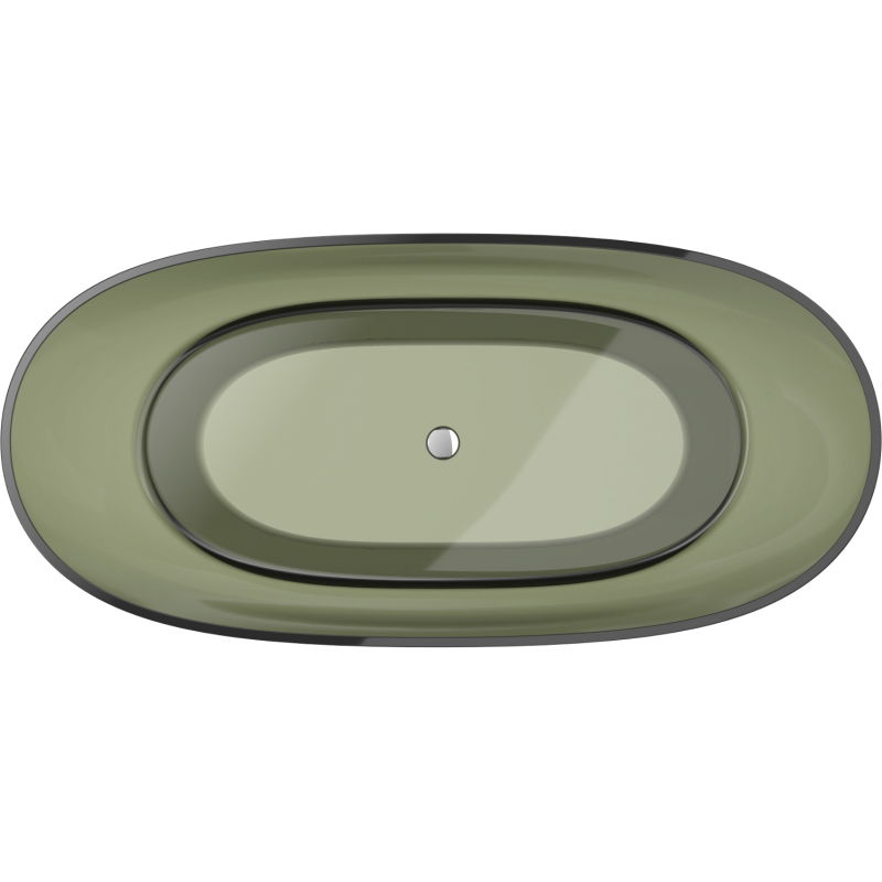 Mexen Pure olivová voľne stojaca vaňa priehľadná 170 x 80 cm, chrómová zátka - 58071708001