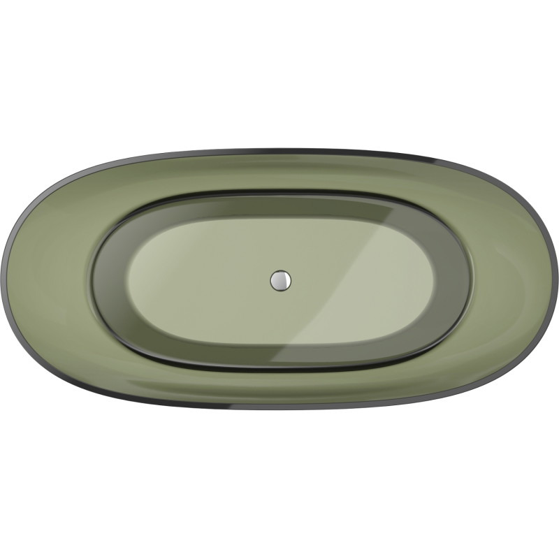 Mexen Pure voľne stojaca priehľadná vaňa 170 x 80 cm, olive, chrómová zátka - 58071708001