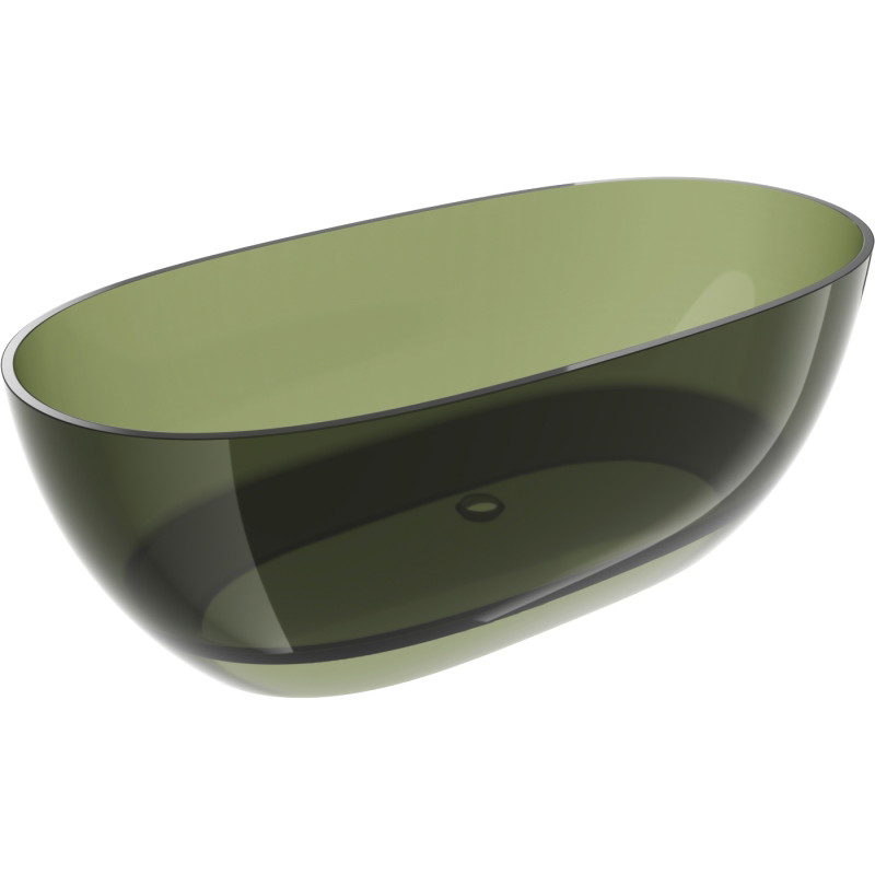 Mexen Pure voľne stojaca priehľadná vaňa 170 x 80 cm, olive, chrómová zátka - 58071708001