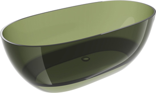 Mexen Pure olivová voľne stojaca vaňa priehľadná 170 x 80 cm, chrómová zátka - 58071708001