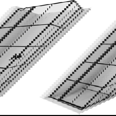 Mexen Mist Duo sprchový kút s otváracími dverami 120 x 90 cm, čierna mriežka, čierna - 8A4-120L-090P-70-77