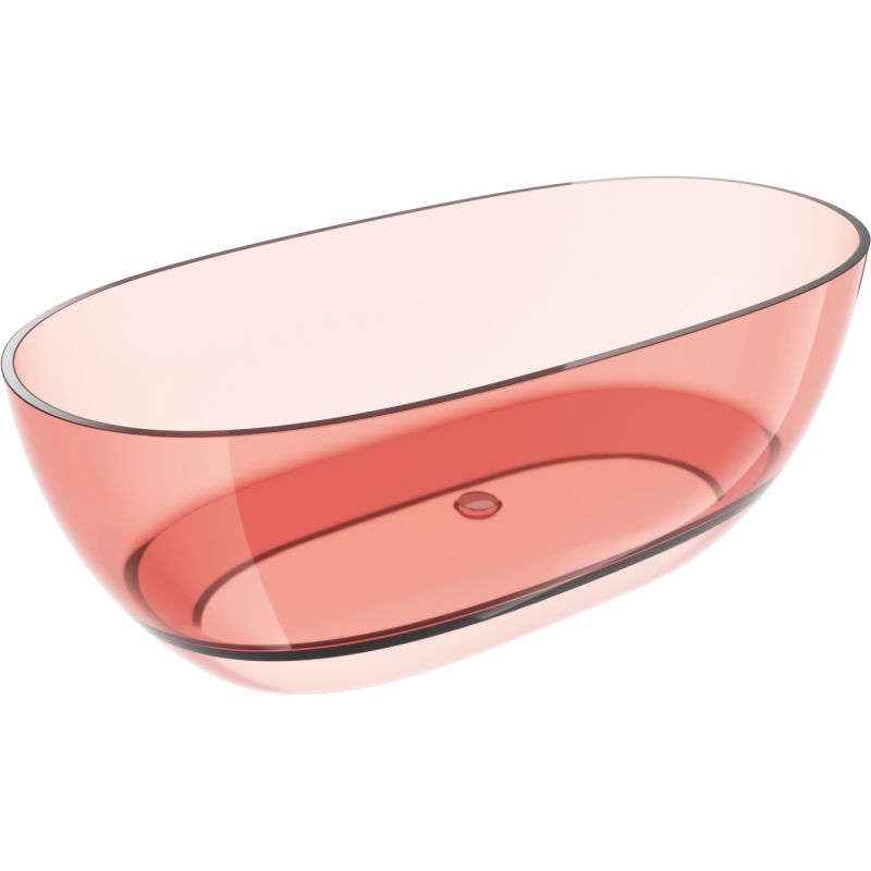 Mexen Pure koralová voľne stojaca vaňa transparentná 170 x 80 cm, chrómová zátka - 58071708004