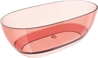 Mexen Pure koralová voľne stojaca vaňa transparentná 170 x 80 cm, chrómová zátka - 58071708004