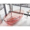 Mexen Pure samostatne stojaca transparentná vaňa 170 x 80 cm, koralová, chrómová zátka - 58071708004