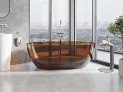 Mexen Pure Earth voľne stojaca vaňa transparentná 170 x 80 cm, zátka chróm - 58071708005