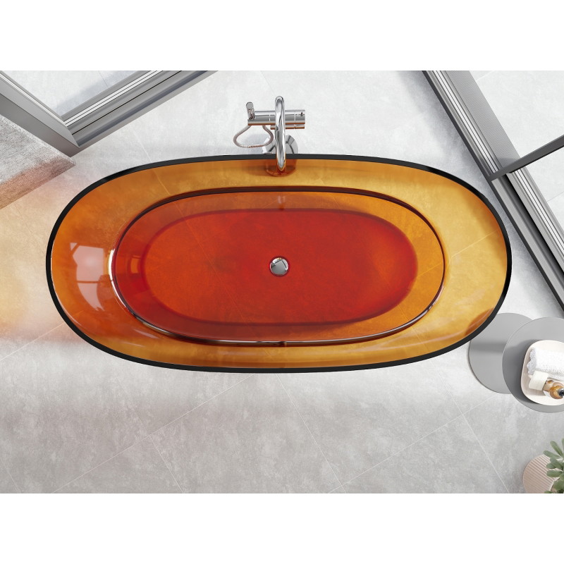 Mexen Pure samostatne stojaca priehľadná vaňa 170 x 80 cm, hrdza, chrómová zátka - 58071708006