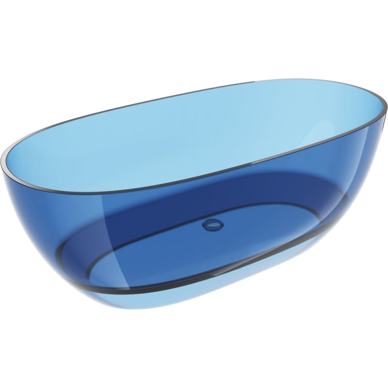 Mexen Pure denim voľne stojaca priehľadná vaňa 170 x 80 cm, chrómová zátka - 58071708007