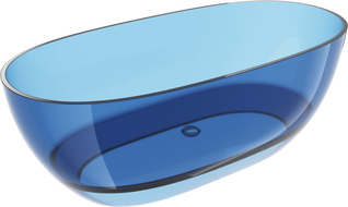 Mexen Pure denim voľne stojaca priehľadná vaňa 170 x 80 cm, chrómová zátka - 58071708007