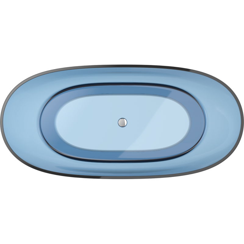 Mexen Pure denim voľne stojaca priehľadná vaňa 170 x 80 cm, chrómová zátka - 58071708007