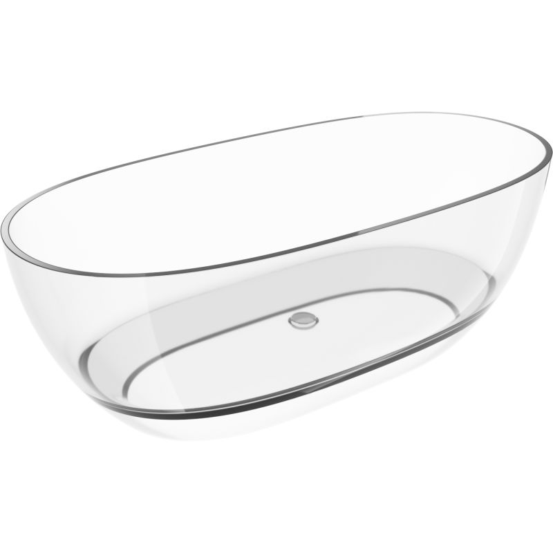 Mexen Pure číra samostatne stojaca transparentná vaňa 170 x 80 cm, chrómová zátka - 58071708008