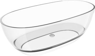 Mexen Pure číra samostatne stojaca transparentná vaňa 170 x 80 cm, chrómová zátka - 58071708008