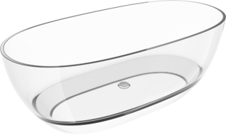 Mexen Pure voľne stojaca transparentná vaňa 170 x 80 cm, priehľadná, chrómová zátka - 58071708008