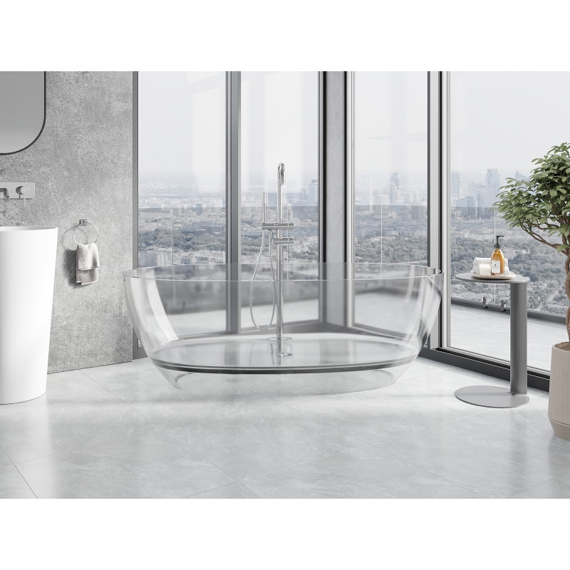 Mexen Pure voľne stojaca transparentná vaňa 170 x 80 cm, priehľadná, chrómová zátka - 58071708008