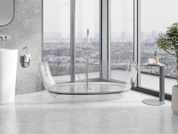 Mexen Pure číra samostatne stojaca transparentná vaňa 170 x 80 cm, chrómová zátka - 58071708008