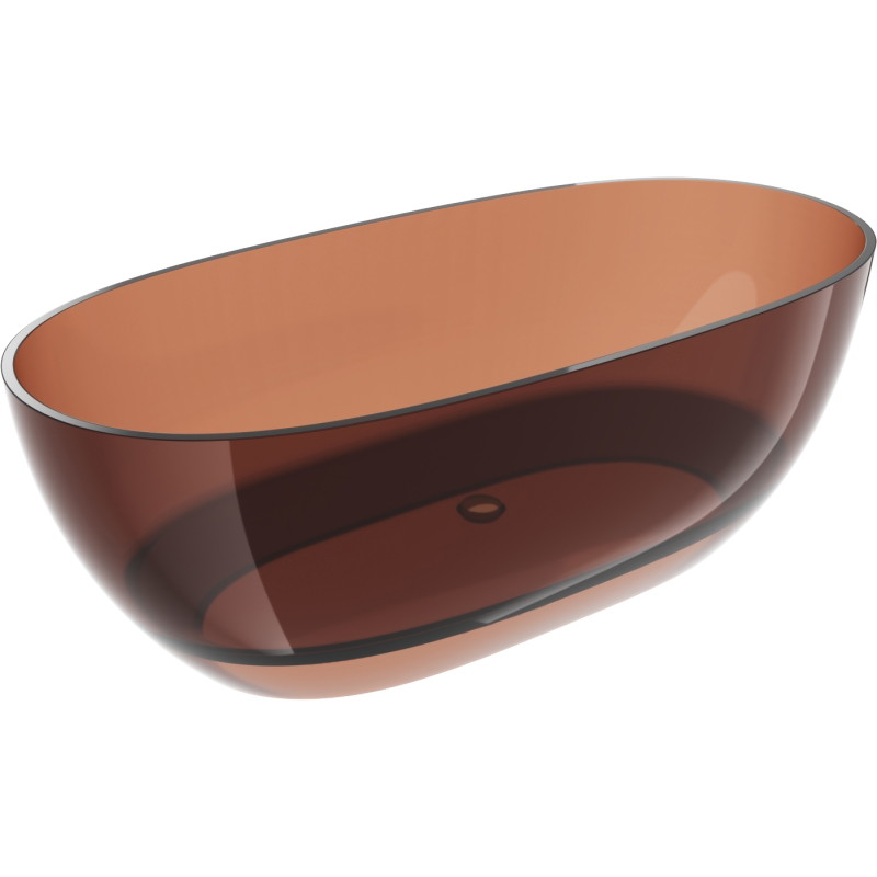 Mexen Pure voľne stojaca priehľadná vaňa 170 x 80 cm, cherry, chrómový uzáver - 58071708009