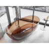 Mexen Pure voľne stojaca priehľadná vaňa 170 x 80 cm, cherry, chrómový uzáver - 58071708009