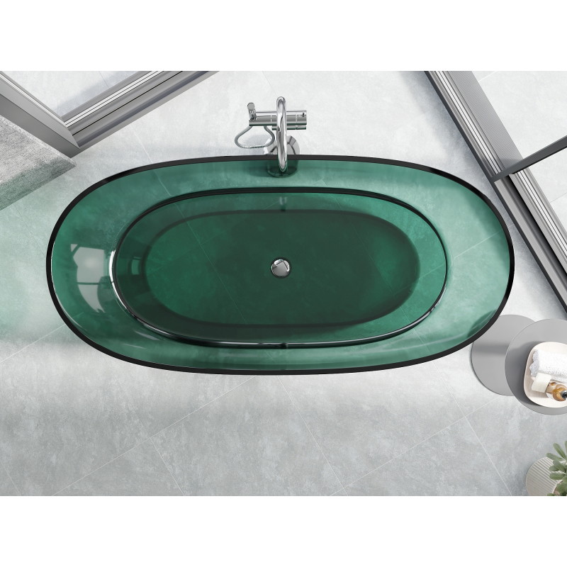 Mexen Pure voľne stojaca priehľadná vaňa 170 x 80 cm, teal, chrómová zátka - 58071708011