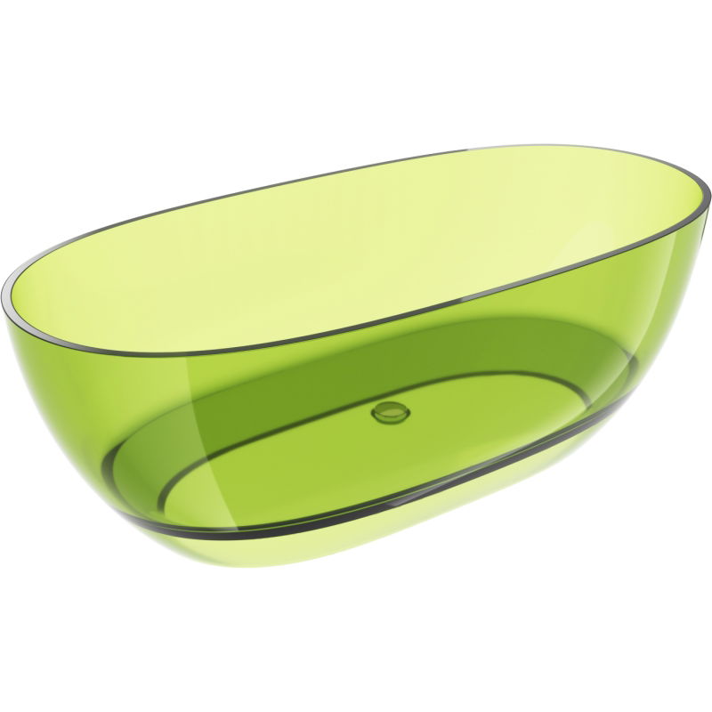 Mexen Pure lime voľne stojaca priehľadná vaňa 170 x 80 cm, chrómová zátka - 58071708012