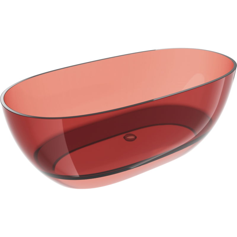 Mexen Pure ružová voľne stojaca vaňa transparentná 170 x 80 cm, zátka chróm - 58071708014