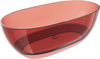 Mexen Pure ružová voľne stojaca vaňa transparentná 170 x 80 cm, zátka chróm - 58071708014