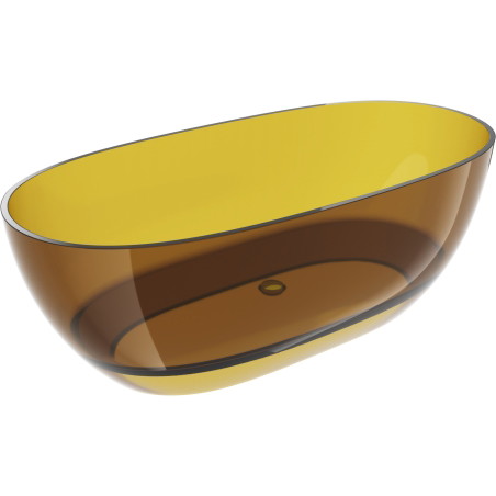 Mexen Pure voľne stojaca transparentná vaňa 170 x 80 cm, honey, chrómová zátka - 58071708015