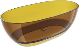 Mexen Pure voľne stojaca transparentná vaňa 170 x 80 cm, honey, chrómová zátka - 58071708015