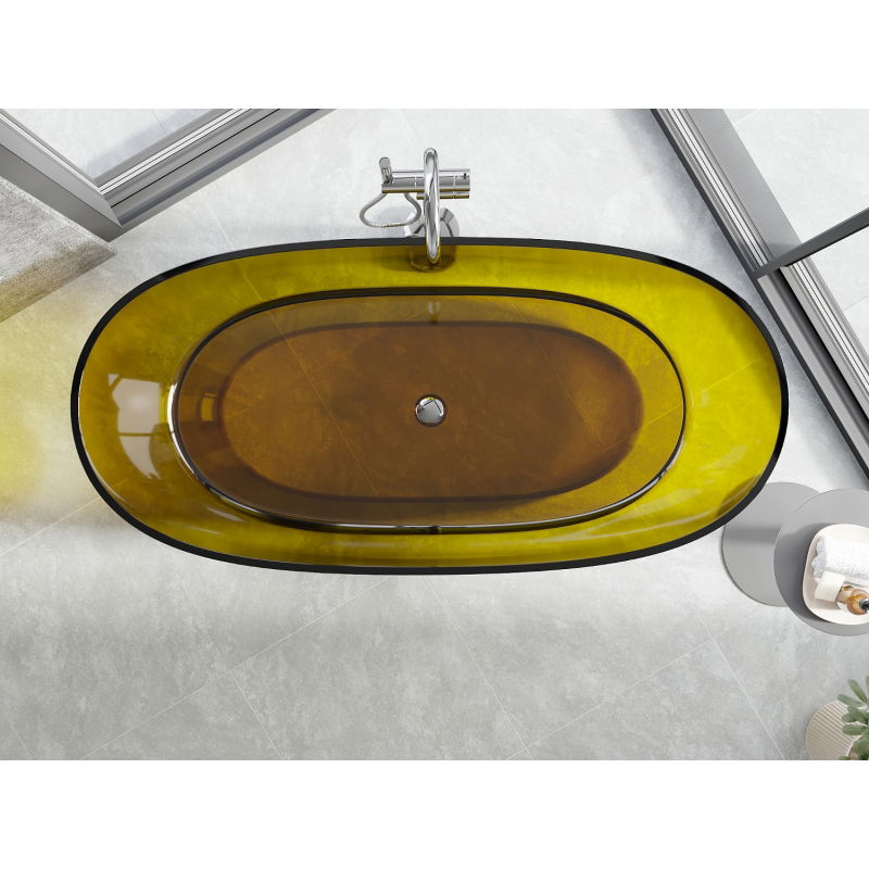 Mexen Pure honey voľne stojaca transparentná vaňa 170 x 80 cm, chrómová zátka - 58071708015